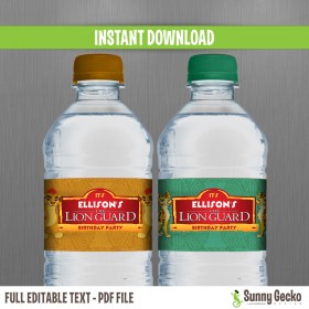 The Lion Guard Birthday Bottle Labels or Napkin Rings